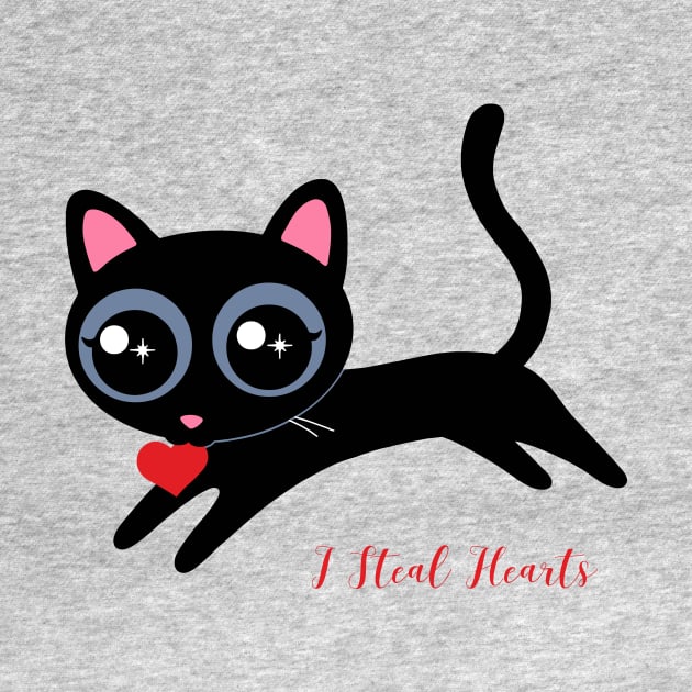 I Steal Hearts Cute Black Kitty by JayJayJackson